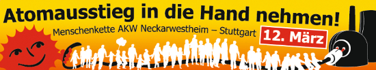 Anti-Atom Banner Menschenkette Stuttgart am 12. März